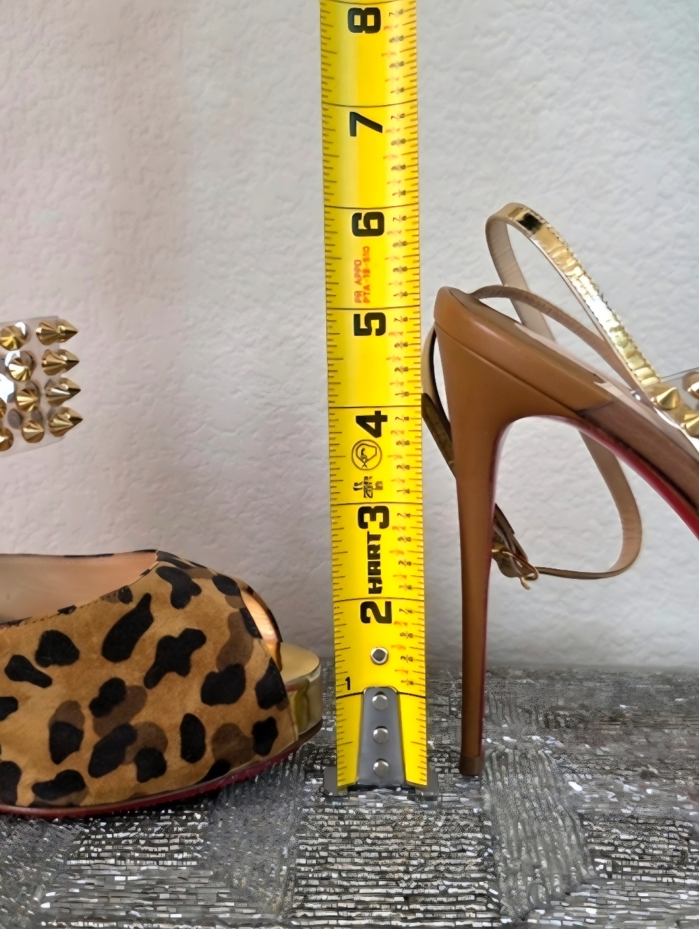 Christian Louboutin Levitagirl 120 Gold Spiked Leather Suede Leopard Heels EU39 - Picture 16 of 16